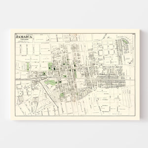 Vintage Map of Jamaica Queens, New York 1873