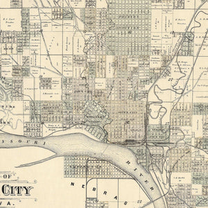 Vintage Map of Sioux City, Iowa 1893