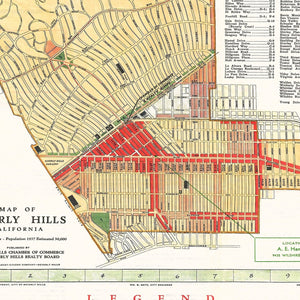 Vintage Map of Beverly Hills, California 1937