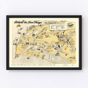 Vintage Map of San Diego, California 1943