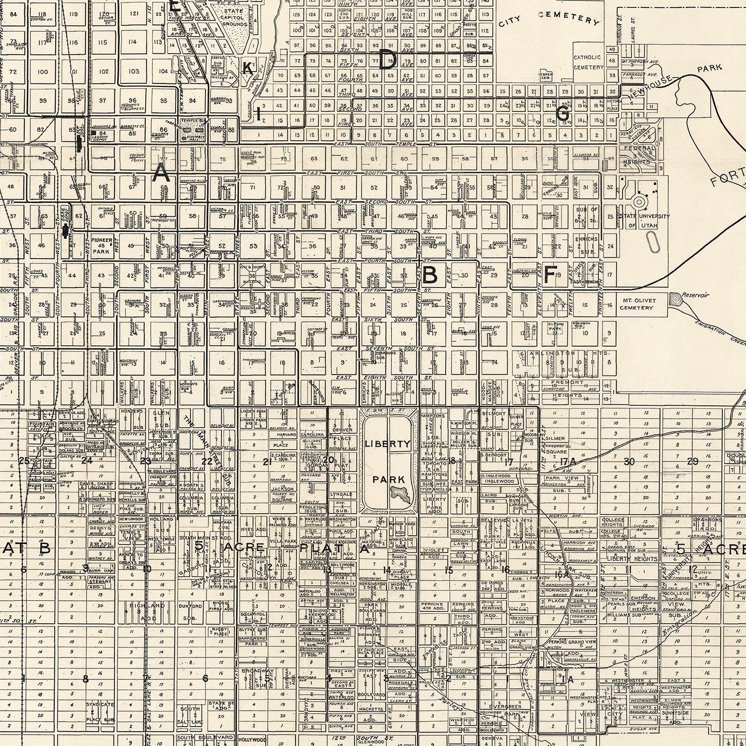Vintage Map of Salt Lake City, Utah 1909