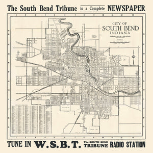 Vintage Map of South Bend, Indiana 1931