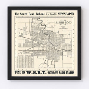 Vintage Map of South Bend, Indiana 1931