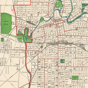 Vintage Map of Fort Wayne, Indiana 1919