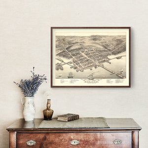 Vintage Map of Wicasset, Maine 1878