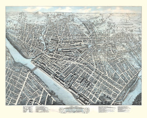 Vintage Map of Lowell, Massachusetts 1876