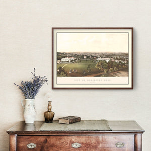 Vintage Map of Worcester, Massachusetts 1864