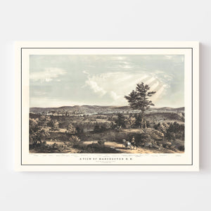 Vintage Map of Manchester, New Hampshire 1855