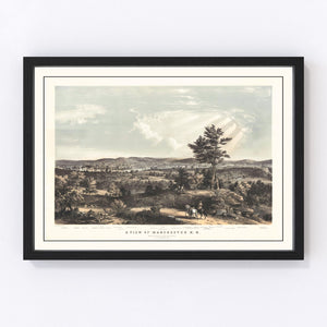 Vintage Map of Manchester, New Hampshire 1855