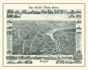 Vintage Map of Exeter, New Hampshire 1896