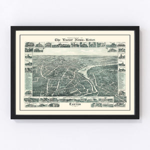 Vintage Map of Exeter, New Hampshire 1896