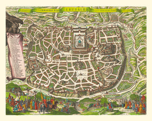 Vintage Map of Jerusalem, Israel 1645