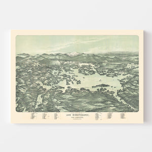 Vintage Map of Lake Winnipesaukee, New Hampshire 1909