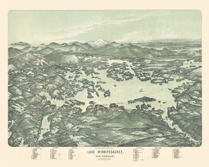 Vintage Map of Lake Winnipesaukee, New Hampshire 1909