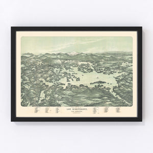 Vintage Map of Lake Winnipesaukee, New Hampshire 1909
