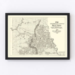 Vintage Map of Chambers County, Alabama 1974