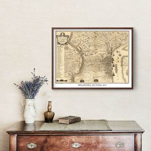Vintage Map of Philadelphia, Pennsylvania 1875