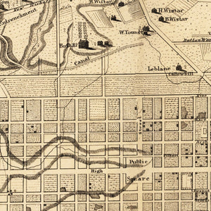 Vintage Map of Philadelphia, Pennsylvania 1875