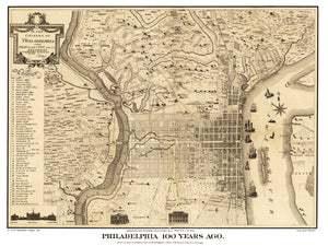 Vintage Map of Philadelphia, Pennsylvania 1875