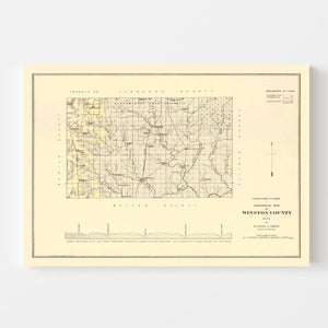 Vintage Map of Winston County, Alabama 1878