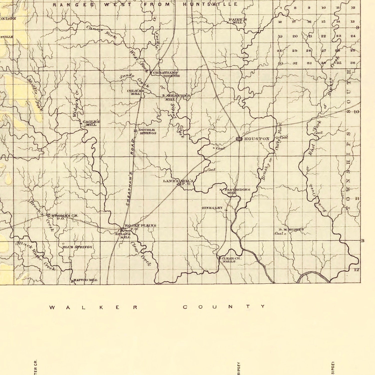 Vintage Map of Winston County, Alabama 1878