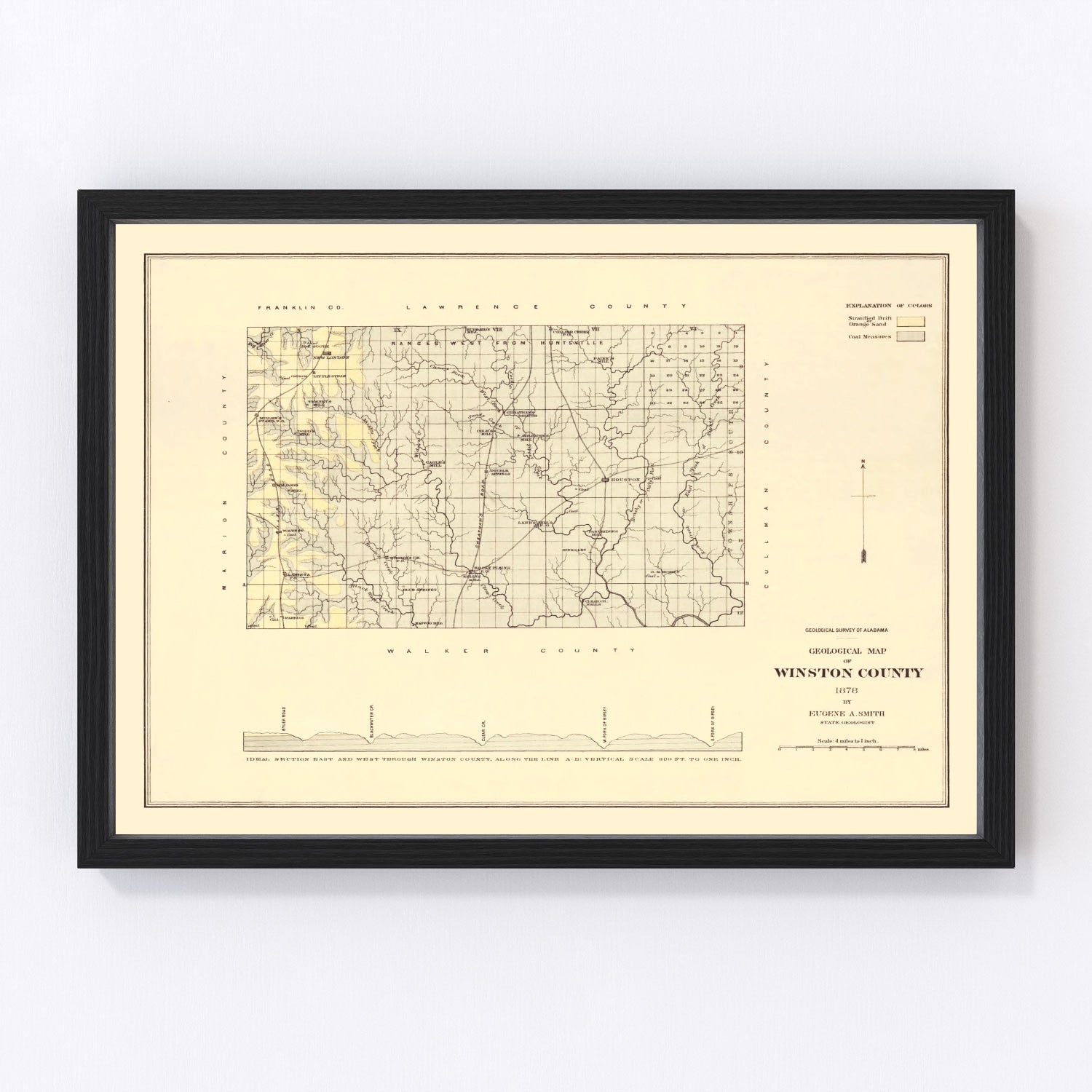 Vintage Map of Winston County, Alabama 1878