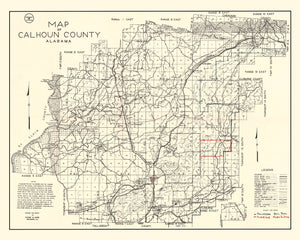 Vintage Map of Calhoun County, Alabama 1930