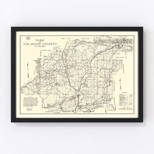 Vintage Map of Calhoun County, Alabama 1930