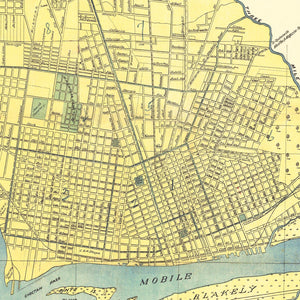 Vintage Map of Mobile, Alabama 1907