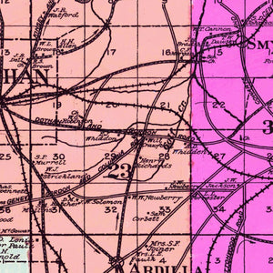 Vintage Map of Houston County, Alabama 1907