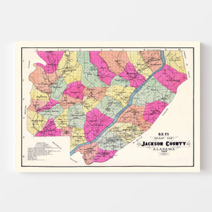 Vintage Map of Jackson County, Alabama 1907