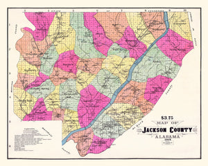 Vintage Map of Jackson County, Alabama 1907