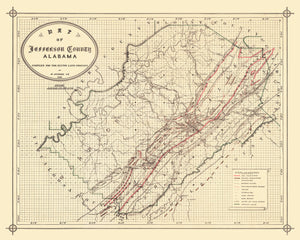 Vintage Map of Jefferson County, Alabama 1892