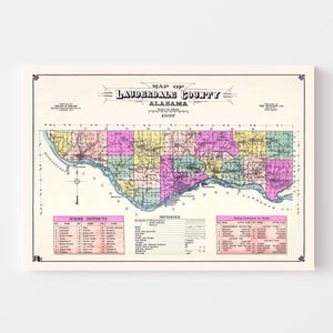 Vintage Map of Lauderdale County, Alabama 1907