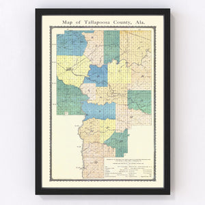 Vintage Map of Tallapoosa County, Alabama 1885