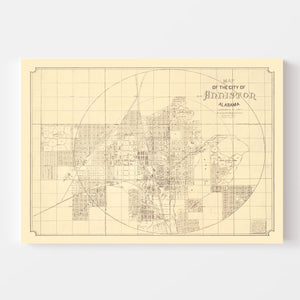 Vintage Map of Anniston, Alabama 1890