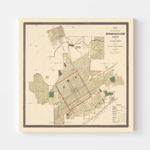Vintage Map of Birmingham, Alabama 1888