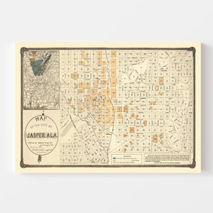 Vintage Map of Jasper, Alabama 1891
