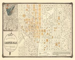 Vintage Map of Jasper, Alabama 1891