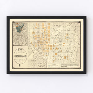 Vintage Map of Jasper, Alabama 1891