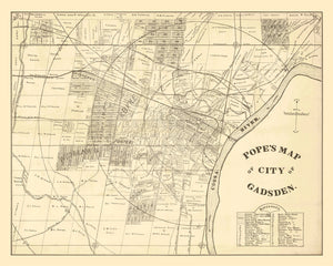 Vintage Map of Gadsden, Alabama 1888