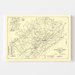 Vintage Map of Jefferson County, Alabama 1916