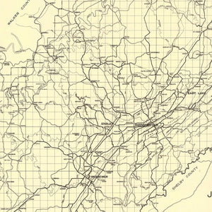Vintage Map of Jefferson County, Alabama 1916