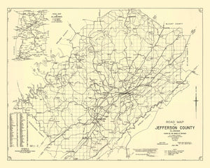 Vintage Map of Jefferson County, Alabama 1916
