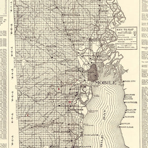 Vintage Map of Mobile County, Alabama 1915