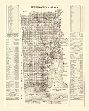 Vintage Map of Mobile County, Alabama 1915