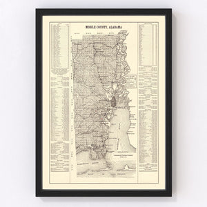 Vintage Map of Mobile County, Alabama 1915