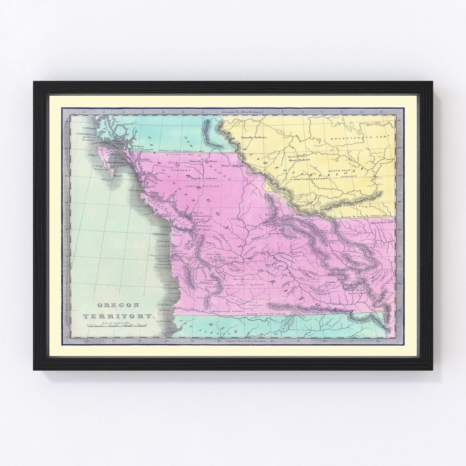 Vintage Map of Washington 1842