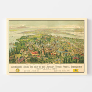 Vintage Map of Seattle, Washington 1909