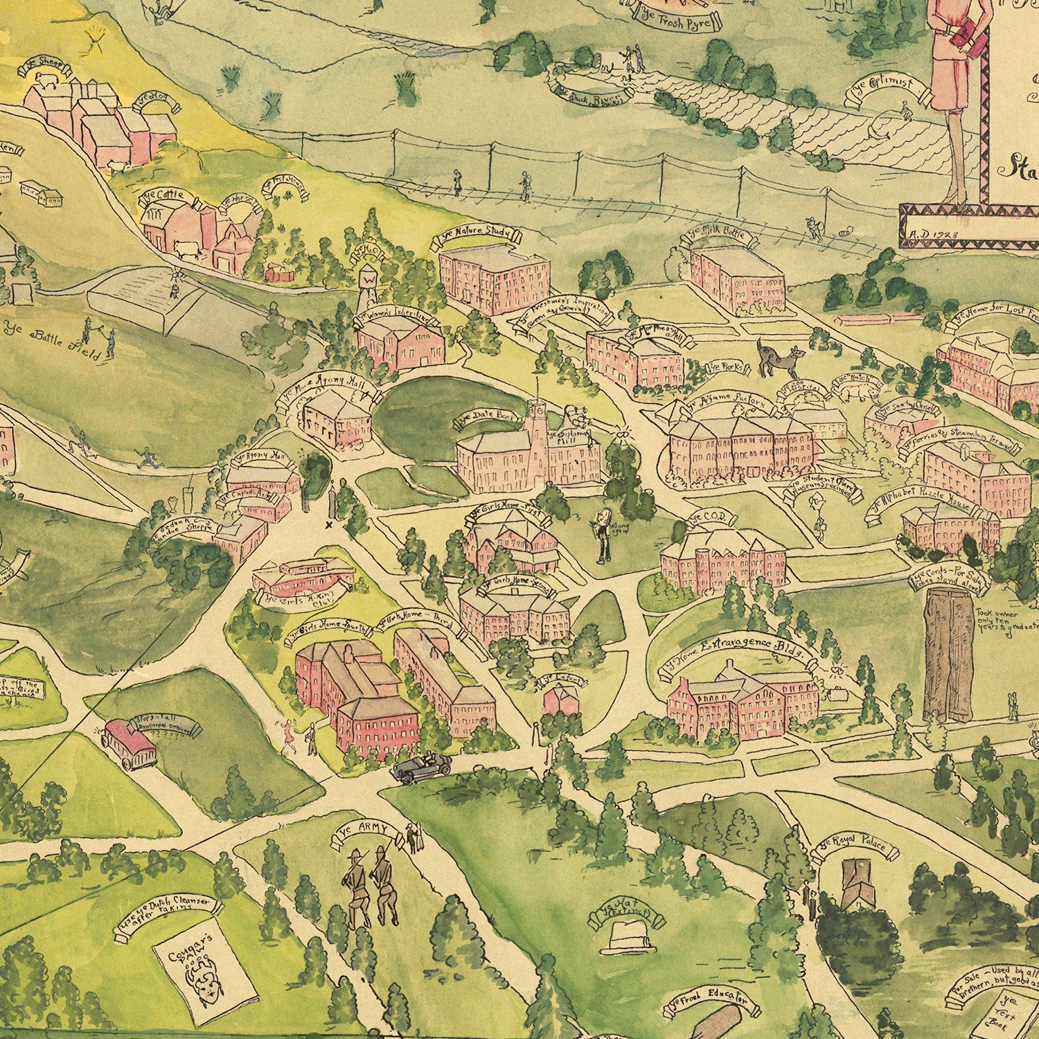 Vintage Map of Washington State University, 1928